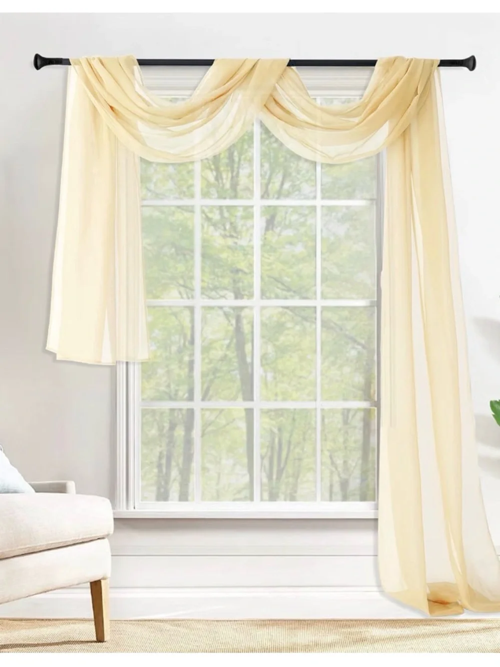 Sheer Cream Window Scarf Valance